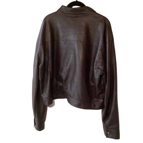 Aritzia Wilfred Dark Brown Faux Leather Jacket Size XL Vegan Soft - Picture 2 of 8
